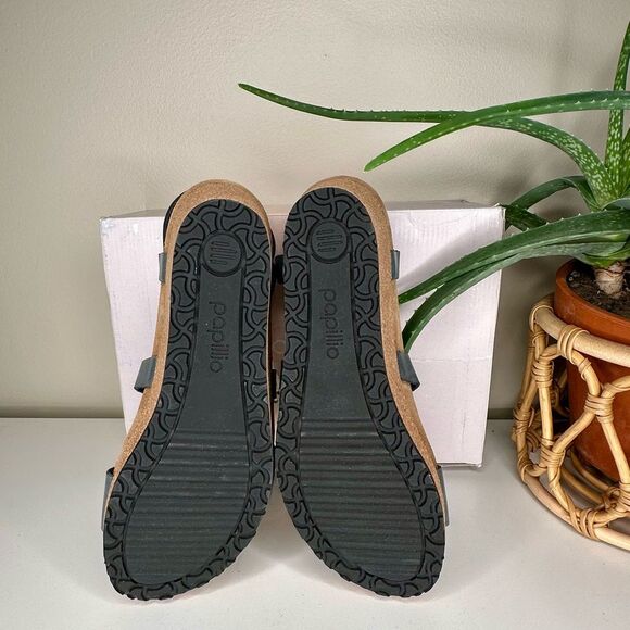 Birkenstock Papillio Sibyl Ring Buckle Metallic Black Leather Wedge Sandals 11 - Picture 6 of 12